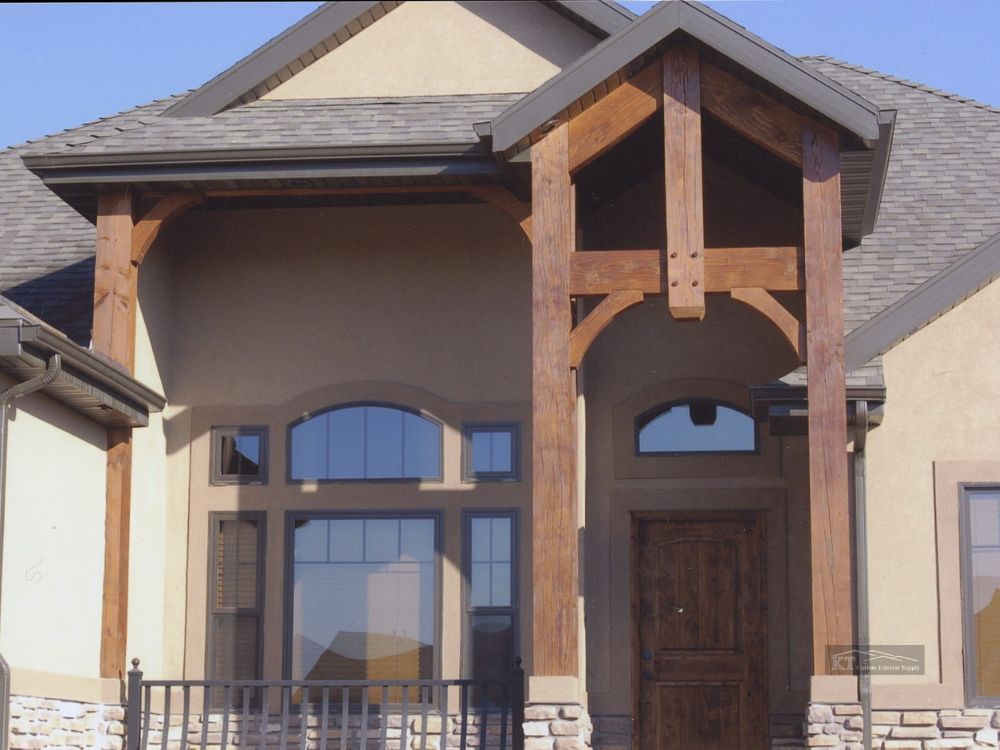 Large Timber Home Entrance Building Materials in Utah from KT Custom Exterior Supply